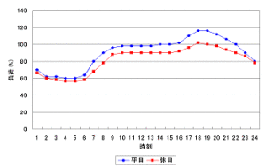 図 3.9 (b)　日負荷曲線 (住宅負荷 : 冬季)